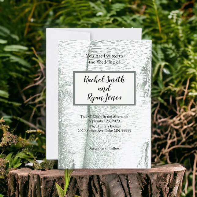Invitación Rústico diseño de Boda de árbol birch de madera al (Subido por el creador)