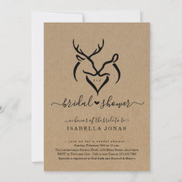 Invitación Rústico Doe & Deer Antlers Ducha de novias
