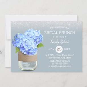 Invitación Rústico Dusty Azul Hydrangea Bridal Shower Brunch