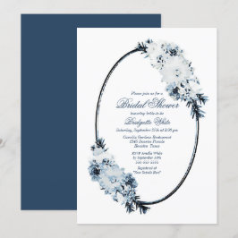 Invitación Rústico Dusty Blue Watercolor Floral Bridal Shower