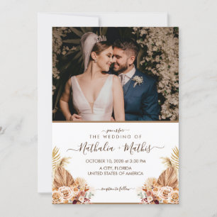 Invitación Rústico elegante moderno con Boda de fotos 