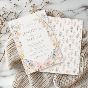 Invitación Rústico elegante pradera floral Boda de guirnaldas