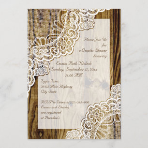 Invitación Rústico encaje blanco en las parejas de boda de ma