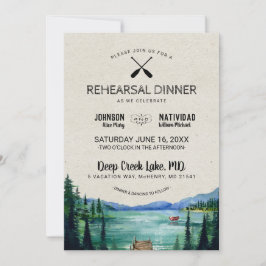 Invitación Rústico ensayo Boda a orillas del lago Cena