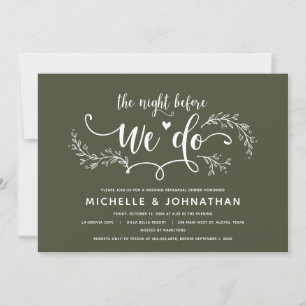 Invitación Rústico ensayo Boda botánico Cena