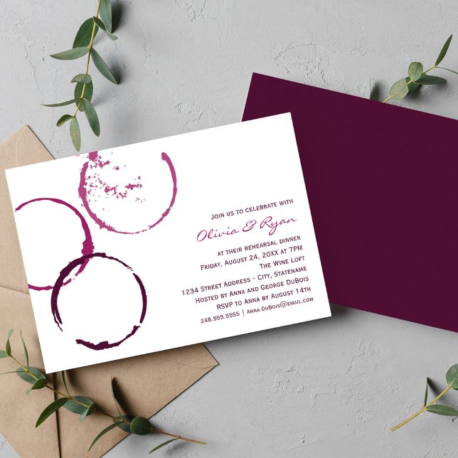 Invitación Rústico ensayo Boda de anillo de vino de Borgoña C (Subido por el creador)