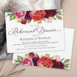 Invitación Rústico ensayo de Boda floral de Boho Cena
