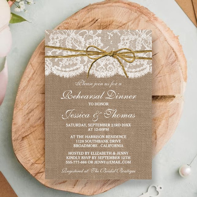 Invitación Rústico ensayo de doble reverso Boda Cena (Subido por el creador)
