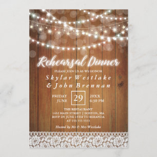 Invitación Rústico ensayo de luces de hadas