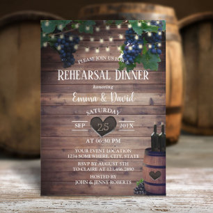 Invitación Rústico ensayo de viñedos de barril de vino Cena