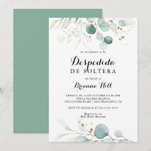 Invitación Rústico Eucalyptus Oro Ducha de Novias Española
