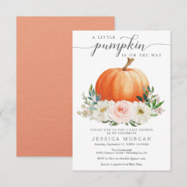 Invitación Rústico Fall Floral Pumpkin Baby Shower