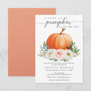 Invitación Rústico Fall Floral Pumpkin Baby Shower