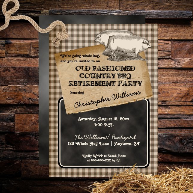 Invitación Rústico Fiesta de Jubilación de barbacoa en el pat (Subido por el creador)