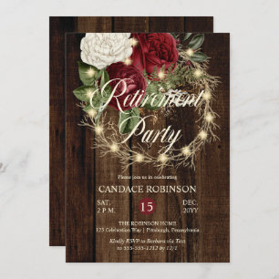Invitación Rústico Fiesta de Jubilación Wreath con Luz Woodsy