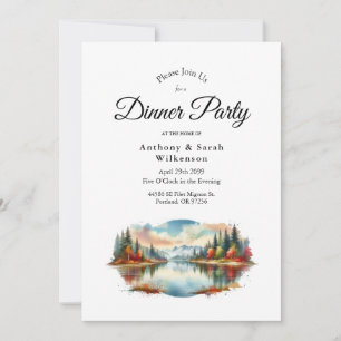 Invitación Rústico Fiesta de la cena en casa del bosque al la