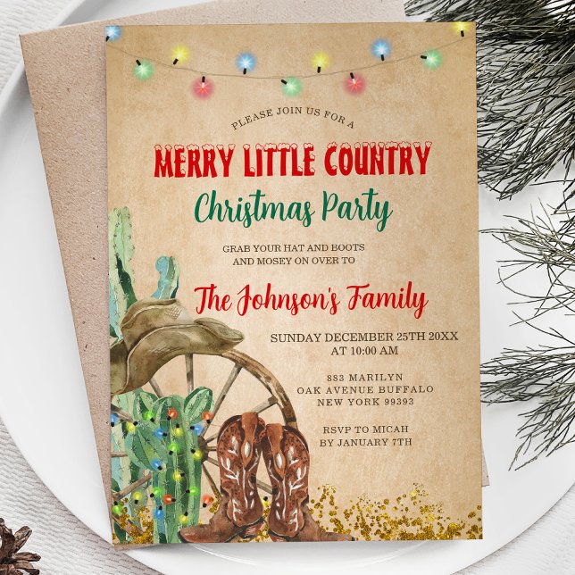 Invitación Rústico Fiesta de Navidades de vaqueros de pequeño (Subido por el creador)