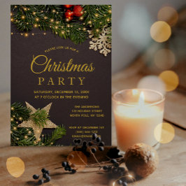 Invitación Rústico Fiesta de Navidades en feriado de invierno