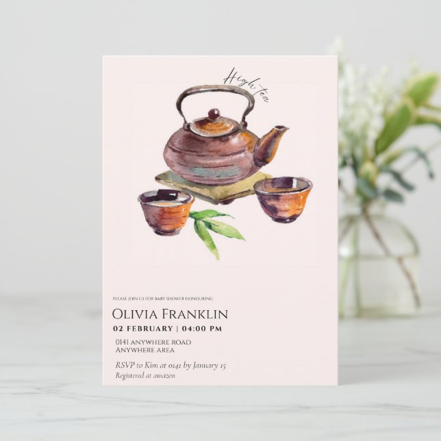 Invitación Rústico, fiesta de té con ducha de bebé (Anverso de pie)