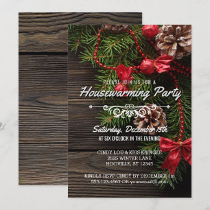 Invitación Rústico Fiesta de vacaciones de invierno en casa