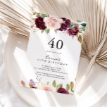 Invitación Rústico Floral Botánica 40 Fiesta de cumpleaños<br><div class="desc">Esta rústica y floral botánica invitación a la fiesta de cumpleaños 40 es perfecta para una elegante fiesta de cumpleaños. El diseño presenta flores y follaje pintados a mano hermosas y coloridas,  elegantemente dispuestos en bonitos ramos.</div>