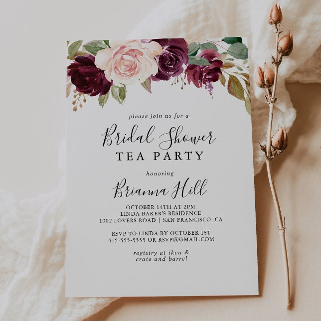 Invitación Rústico Floral Botánica Bridal Shower Tea Fiesta (Subido por el creador)