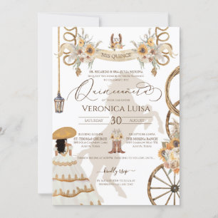 Invitación Rústico Floral Girasol Carro de vestir Quinceanera
