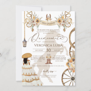 Invitación Rústico Floral Girasol Charro Vestido Quinceañera