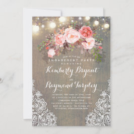 Invitación Rústico Floral Lace Encendido Partido de Compromis