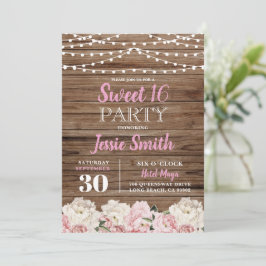 Invitación Rústico Floral Luces fiesta de cumpleaños Rosa dul