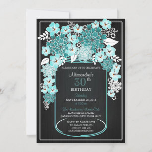 Invitación Rústico Floral Mason Jar Chalkboard Cumpleaños 4