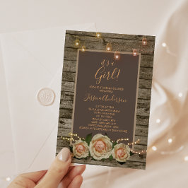 Invitación Rústico Floral Mason Jar String Light Baby Shower