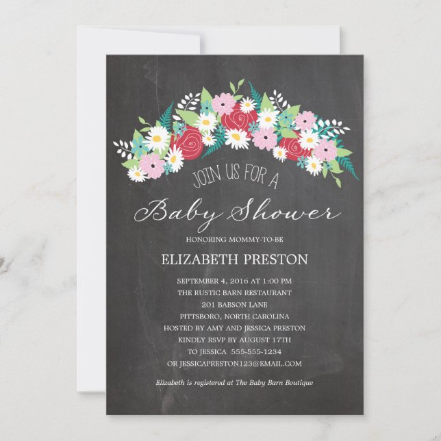 Invitación Rústico Floral Wreath Baby Shower (Anverso)