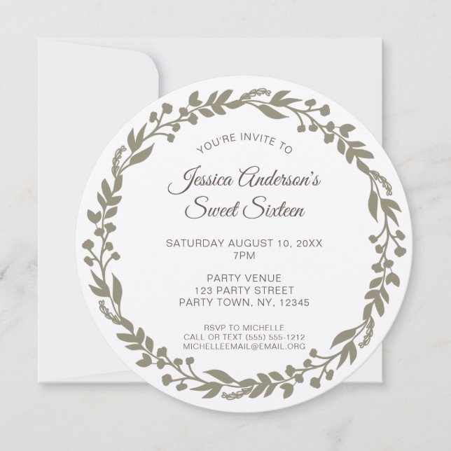 Invitación Rústico Floral Wreath Dulce (Anverso)