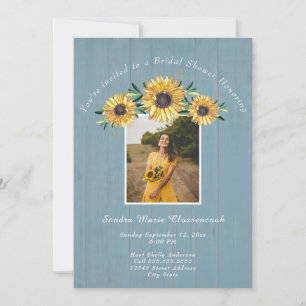Invitación Rústico girasol Boda azul turbulento ducha de novi