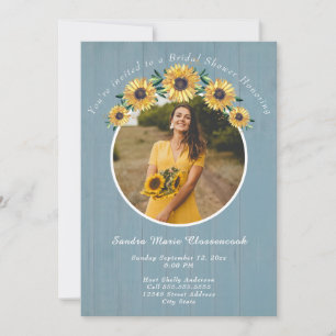 Invitación Rústico girasol Boda azul turbulento ducha de novi