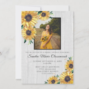 Invitación Rústico girasol Boda de madera blanca ducha de nov
