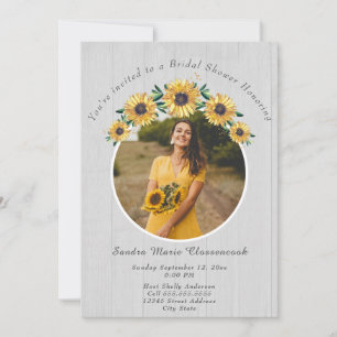 Invitación Rústico girasol Boda de madera blanca ducha de nov