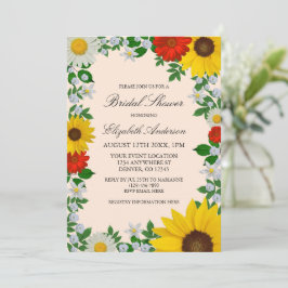 Invitación Rústico girasol Daisy Floral Bridal Shower