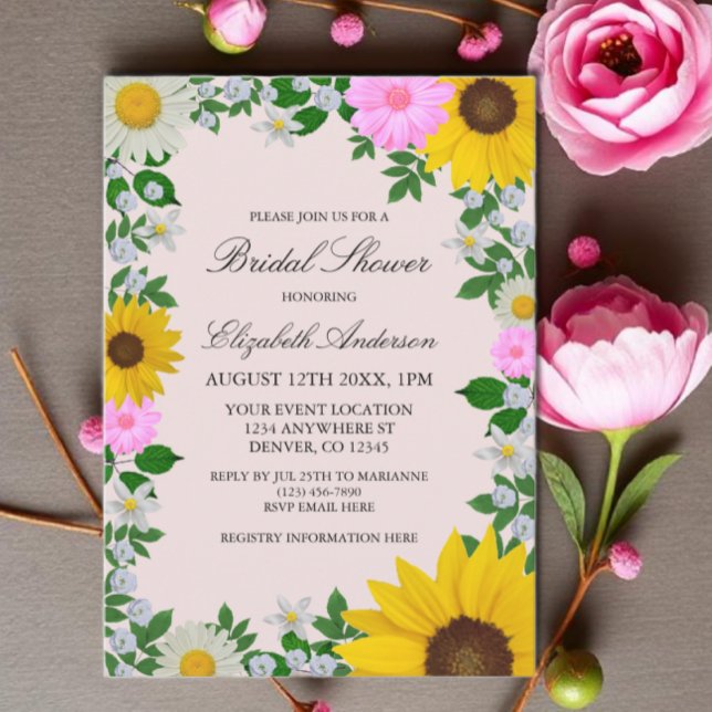 Invitación Rústico girasol Daisy Floral Bridal Shower (Subido por el creador)