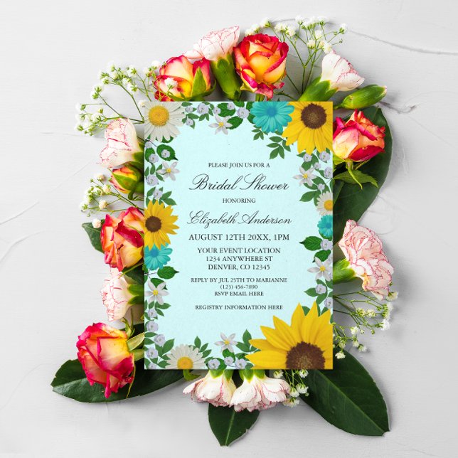 Invitación Rústico girasol Daisy Floral Bridal Shower (Subido por el creador)