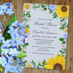 Invitación Rústico girasol Daisy Floral Bridal Shower