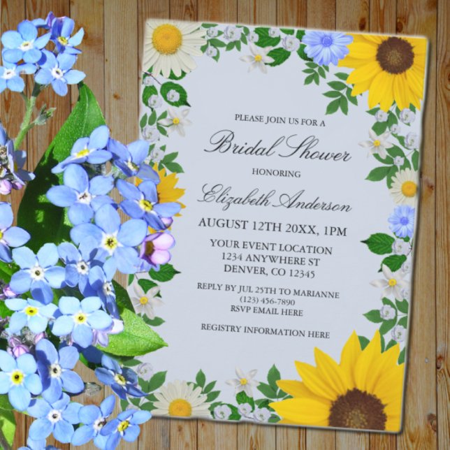 Invitación Rústico girasol Daisy Floral Bridal Shower (Subido por el creador)