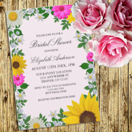 Invitación Rústico girasol Daisy Floral Bridal Shower
