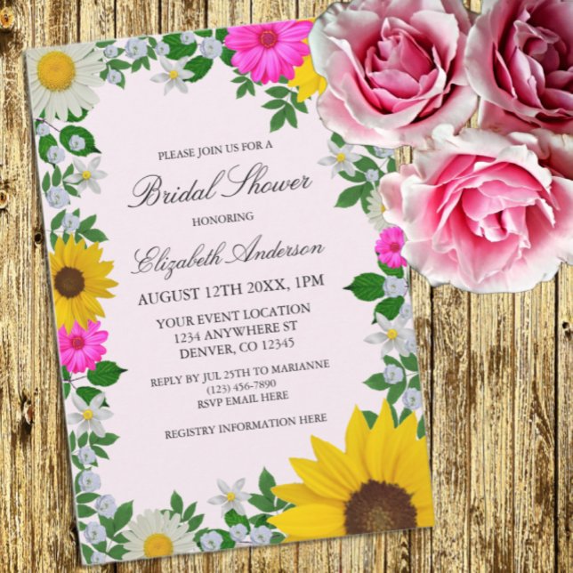 Invitación Rústico girasol Daisy Floral Bridal Shower (Subido por el creador)