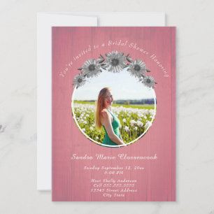 Invitación Rústico girasol rosa Boda ducha de novia