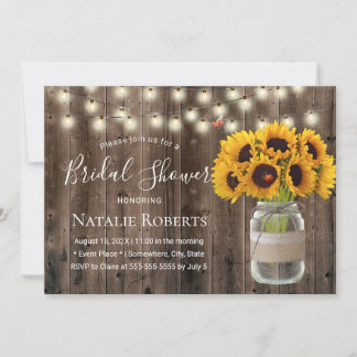Invitación Rústico girasol y batiburrista Barn Wood Bridal Sh
