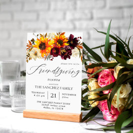 Invitación Rústico Girasol y Borgoña Amistad Floral