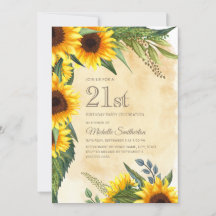 Rústico girasoles amarillos cumpleaños 21