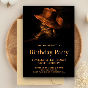 Invitación Rústico Gorra Vaquero y fiesta de cumpleaños de Bo
